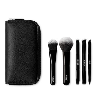 KIKO Milano Travel Brush Set | Travel Pouch with 5 Professional Brushes