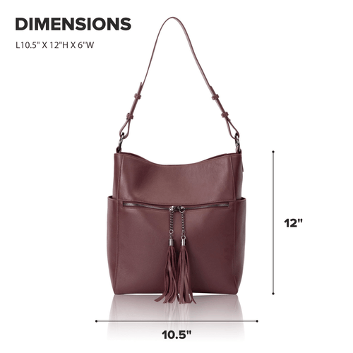 Weinrote Bucket Tote große Echtleder Schultertasche für Damen mit Staubbeutel - Bild 3 von 9