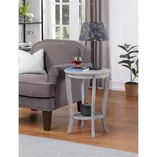 Pemberly Row Modern Round End Table in Weathered White Wood Finish
