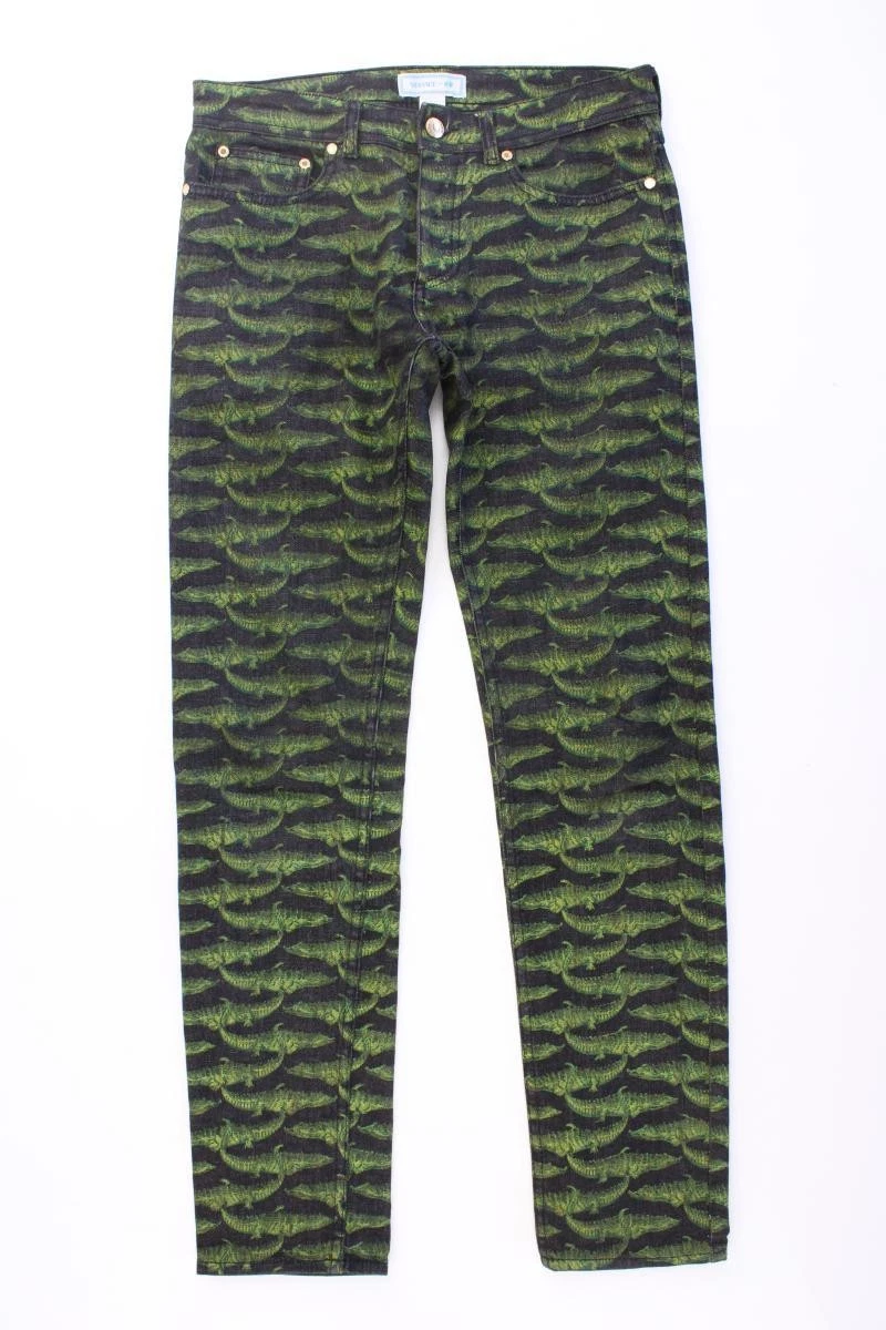 ⭐ Versace x H&M pantalones para damas talla W29, M, 38 verde algodón ⭐