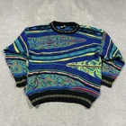 COOGI Jumper Mens XL Multicoloured 3D Knit Cotton Pullover Sweater 90s Australia