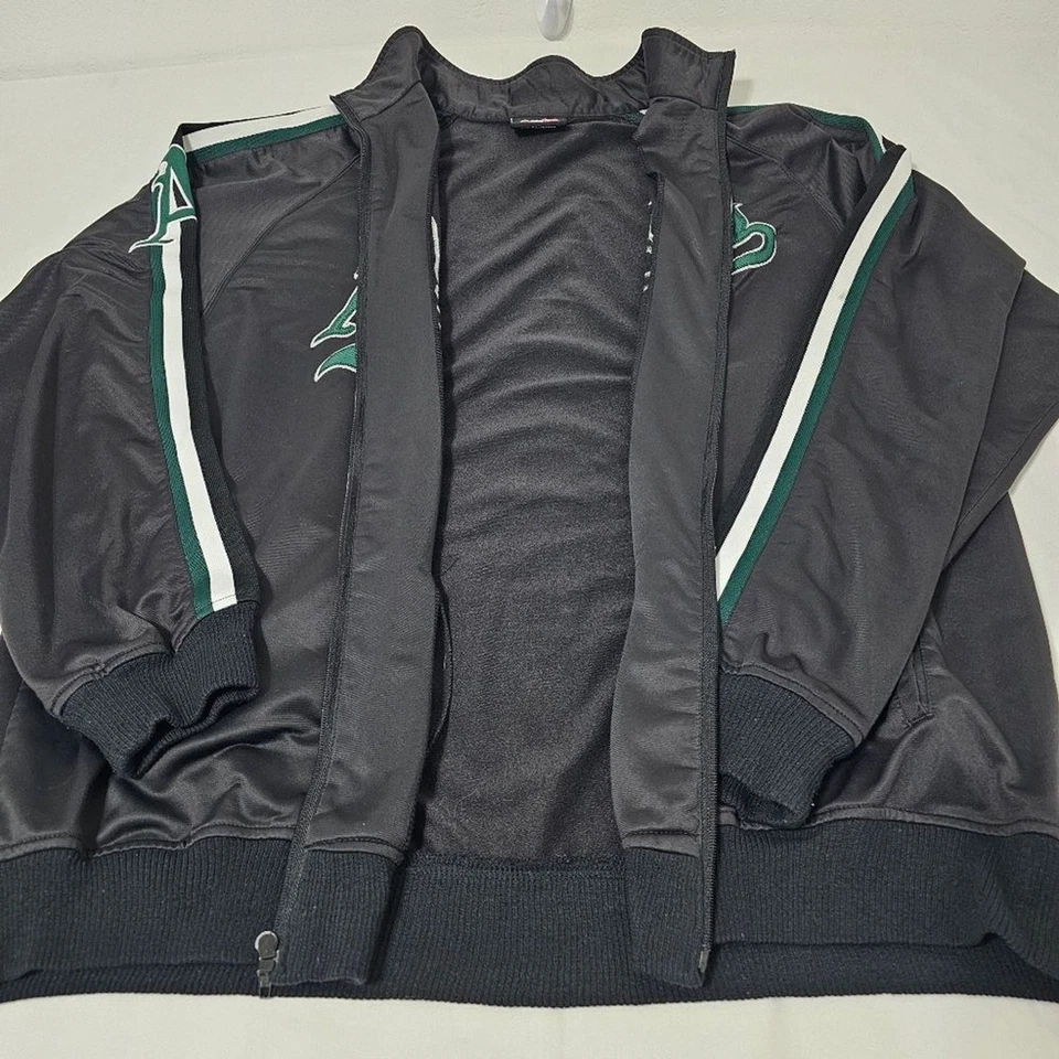 Chaqueta de Pista Stitches Oakland Athletics XL Negra Verde Cremallera Completa MLB A’s Atlética Foto 2 de 4