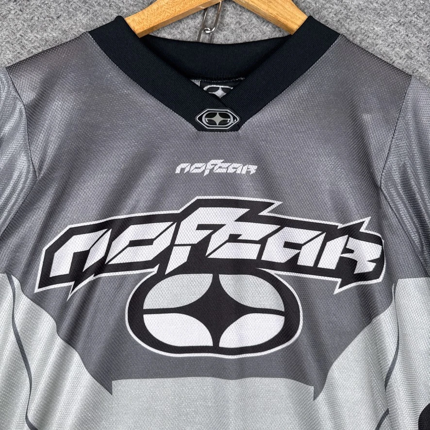 Vintage No Fear Motorcross Jersey Mens Large L Grey Black AOP Y2K Biker - Image 3 of 4