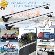 Universal Lockable Aluminium Car Roof Rack Bars Rail Luggage Carrier 120cm 100KG