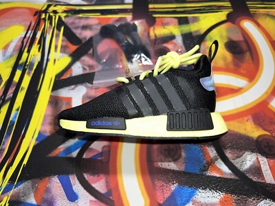 Adidas NMD R1 EL I Black Pulse Yellow Toddler Sneakers Size 6K GW6020
