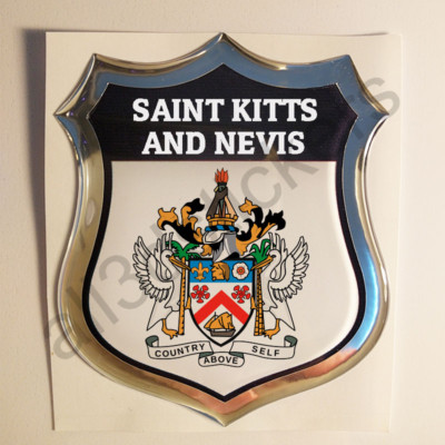 Sticker Saint Kitts and Nevis Emblem Coat of Arms Shield 3D Resin Domed