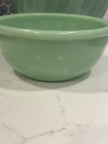 Vintage NOS Anchor Hocking Fire King Jadeite Swirl Nesting ciotola di miscelazione set 2000 - Foto 6 di 11