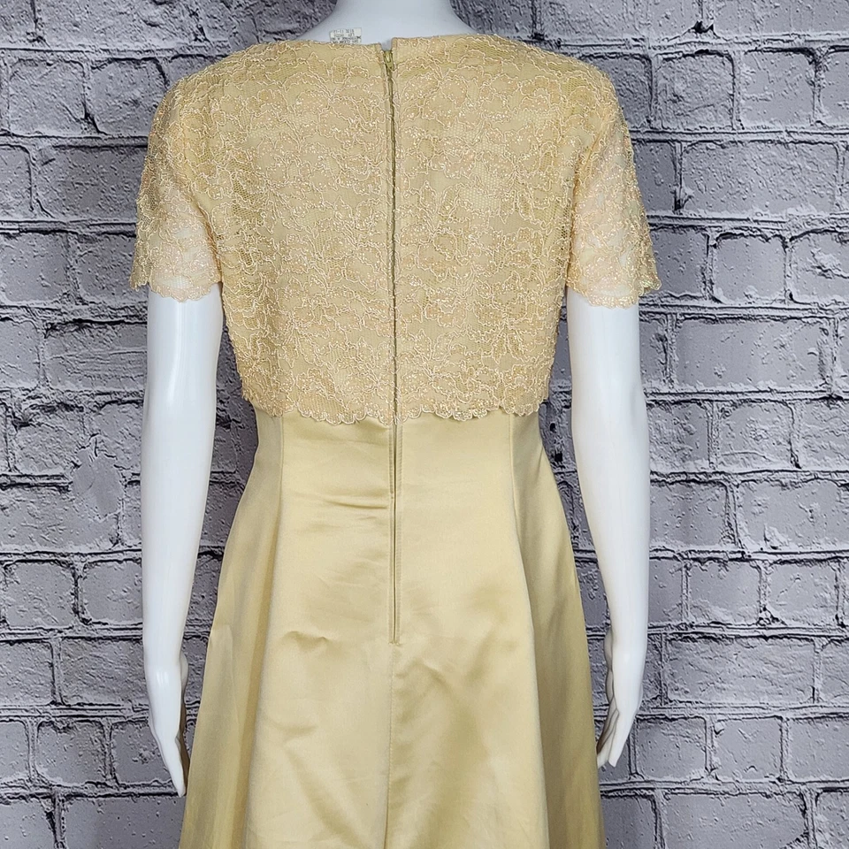 Vestido de Dama de Honor Bari Jay Vintage Dorado con Encaje, Para Mujer 11-12 Foto 4 de 4