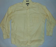 Chaps Mens Long Sleeve Button Front Shirt Yellow Sz Large 16.5 34/35 Easy Care