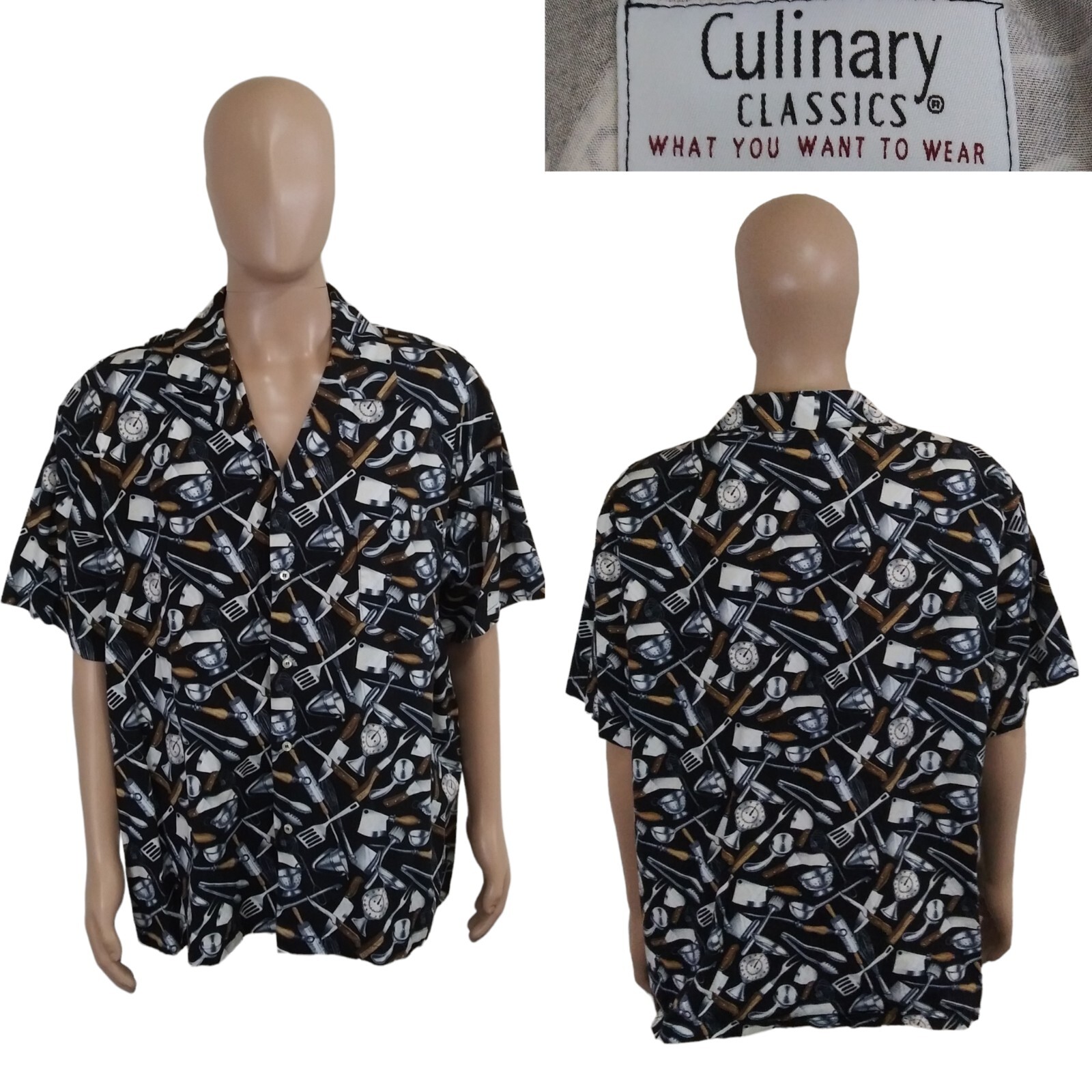 Culinary Classics USA Button Front Short Sleeve K… - image 1