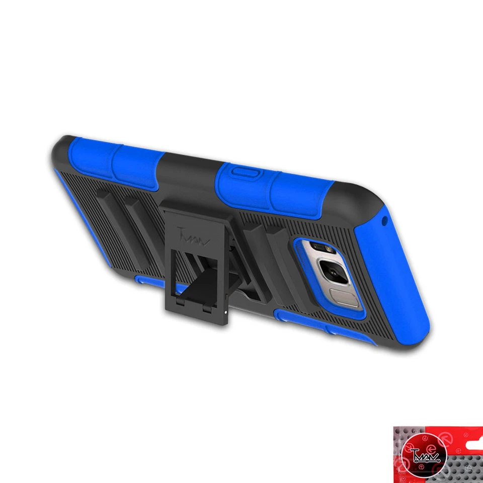 适用于三星 Galaxy S8 皮套皮带夹保护支架保护套 外壳 蓝色 — 第 3/3 张图片