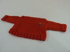 Handcrafted Baby Sweater Burnt Orange Pocket Owl Button 100% Cotton Unisex