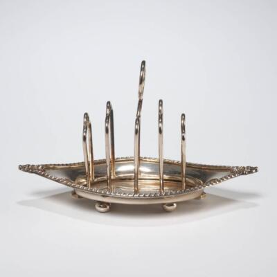 Victorian Antique Birmingham Silver Plated Toast Rack Boat Shape