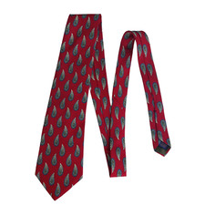 Vintage Chaps Tie Red Blue 100% Silk Made in USA Geometric