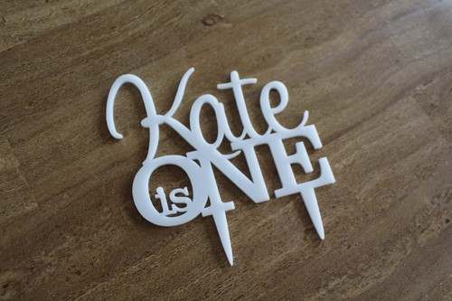 Cake Topper Custom YOUR NAME Is One Wedding Anniversary Kids First Birthday - Picture 3 of 11