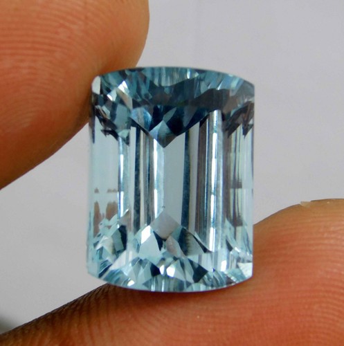 Natural 15.85 Ct Museum Blue Aquamarine Emerald Cut Certified Loose Gemstone - Picture 5 of 7
