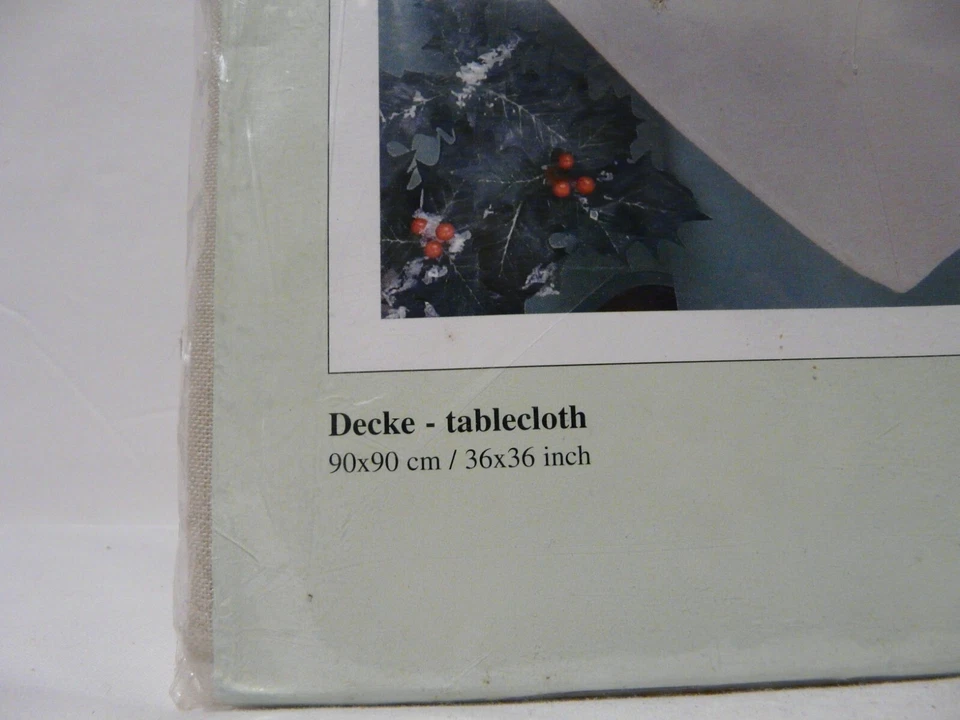 Christmas Tablecloth 36" x 36" Red Plaid Center Snowman Deer Stamped Embroidery - Image 4 of 4