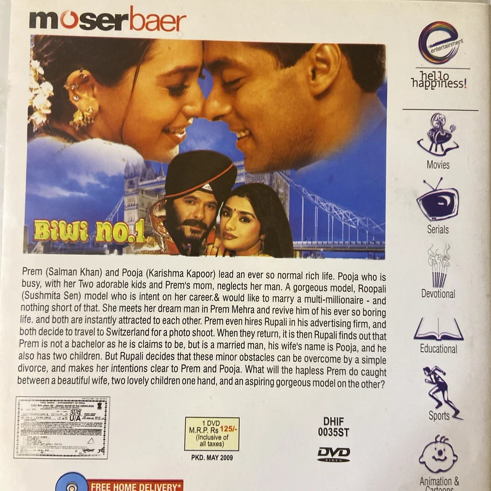 Biwi No.1 Dvd Comedy Salman Khan Bollywood Hindi English Subtitle - image 4 of 4