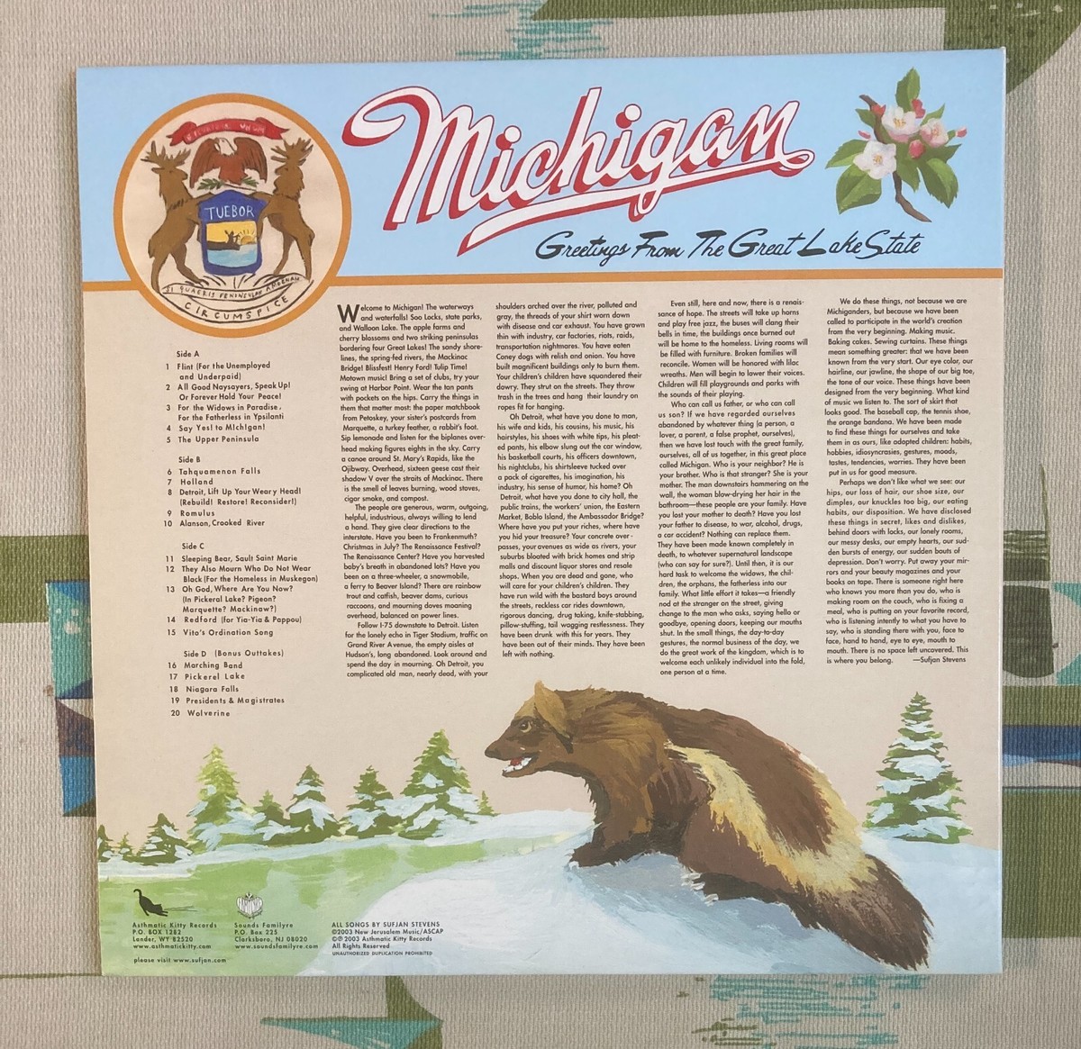 Sufjan Stevens 2 LP Greetings from Michigan the Great Lake