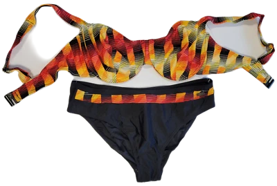 Naturana Frauen Bademode Damen Bikini Bügel black-rot-orange-gelb Cup D Gr.36-46