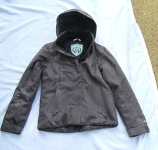 Obermeyer Ski Snowboard Jacket Black Gray Large Teen Youth 14-16 Hooded