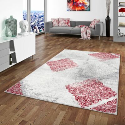 Designer Teppich Samba Modern Karo Rot