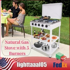 White 5 Burners Portable Natural Gas Stove Propane Burner For Rv Outdoor Cooking