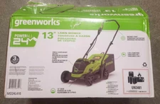 Greenworks LMG401 24V 13-Inch Brushless Push Lawn Mower, Cordless Electric Lawn