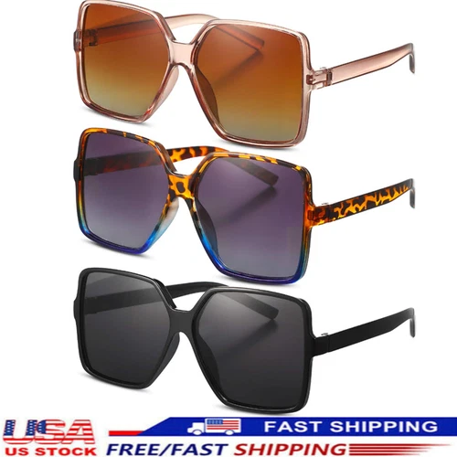 3 Pairs Square Sunglasses for Women Big Large Wide Vintage Shades for Men Unisex