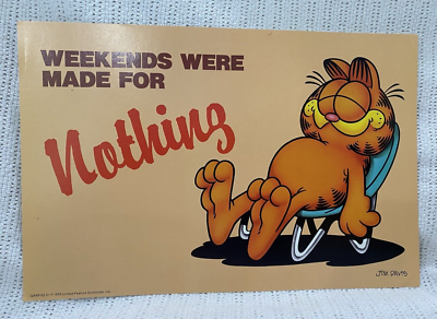 vintage garfield poster - WEEKENDS WERE MADE FOR NOTHING | eBay