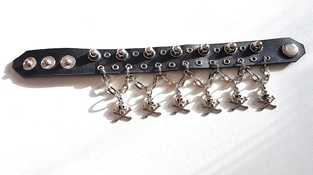 Pulsera Rock - Cuero Y Aleación De Metal -