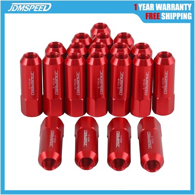 JDMSPEED 20PC RED M12X1.5 60MM EXTENDED FORGED ALUMINUM TUNER RACING LUG NUT SET