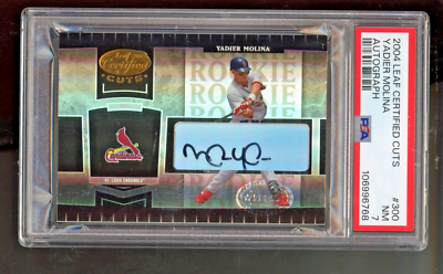 2004 Leaf Certified Cuts Yadier Molina AUTO /499 RC Cardinals PSA 