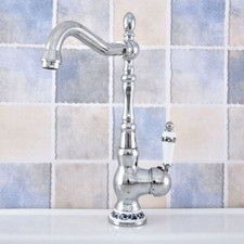 Polished Chrome Swivel Bathroom Basin Faucet Vessel Sink Single Hole Mixer Tap