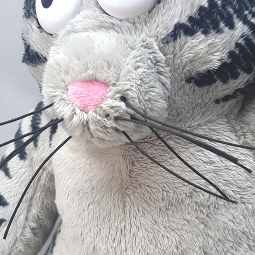 Vintage Large KLIBAN CAT PLUSH 1989 13" Gray Black Tabby Striped - Picture 7 of 9