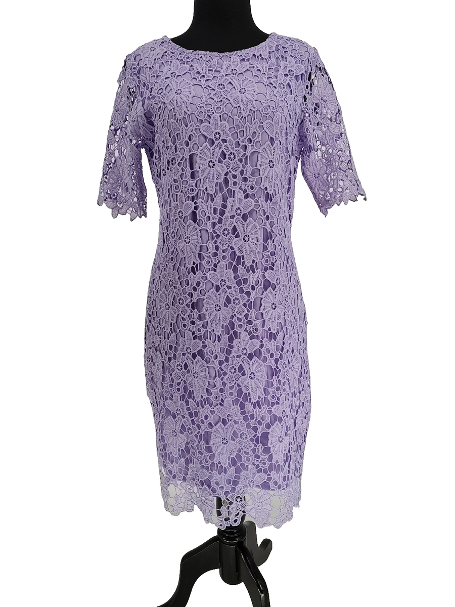 knee length dresses for ladies Lavender Sweetheart Sheath Lace Ruffled Formal Prom Dresses with Slit Lavender / 16 main image 1