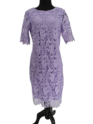 Nina Leonard Woman Purple Lace Sheath Dress Size M Lined Back Zip Floral Modest | eBay Nina Leonard Woman Purple Lace Sheath Dress Size M Lined Back Zip Floral Modest | eBay
