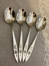 Oneida Community MY ROSE Stainless Flatware Lot Of 4 Soup Spoons Excellent