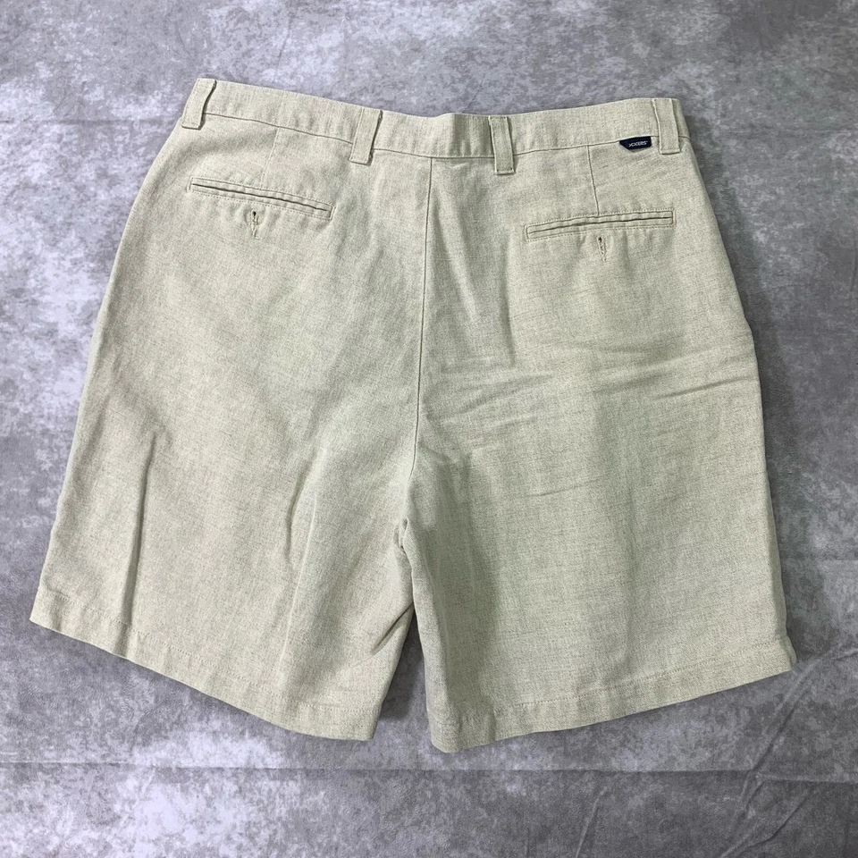 Pantalones Cortos Dockers Para Hombre 38 Mezcla de Lino Beige Plisado Chino Caqui De Colección 1999 Foto 2 de 4