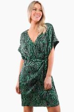 Michael Kors Women's Green Short Sleeve V-Neck Pullover Wrap Dress Size S