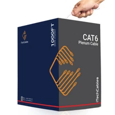 1000ft Cat6 Plenum Ethernet Cable, 550MHz, Unshielded Twisted Pair, CMP White