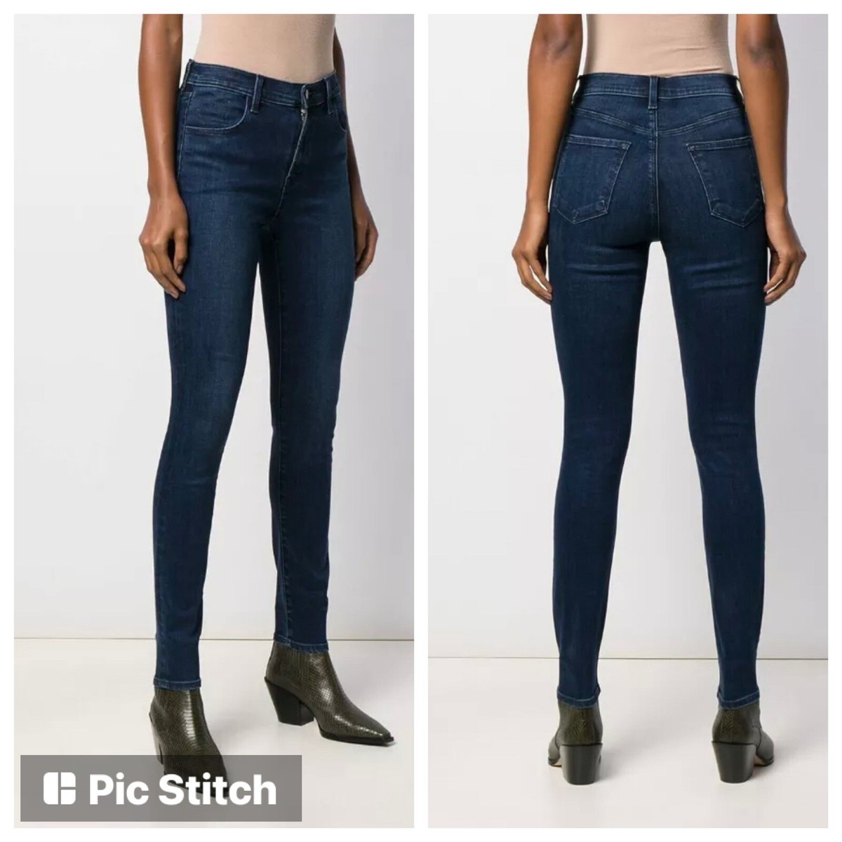 J BRAND Womens Classic High Rise Skinny Jeans In Phased Dark Blue