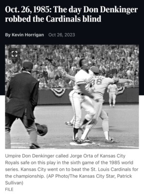 1985 WORLD SERIES GAME 6 FULL TICKET DON DENKINGER BLOWN