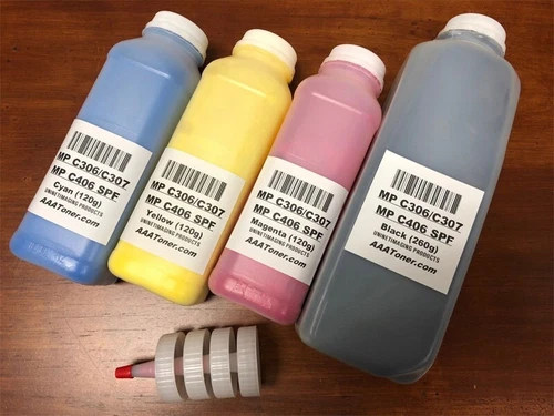 (260g/120g) 4 Toner Refill ONLY for Ricoh MP C306, C307, C406 (MP C406, MP C407)