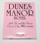 Matchbook Cover - Dunes Manor Hotel Ocean City MD Pink Black Letters — photo 1
