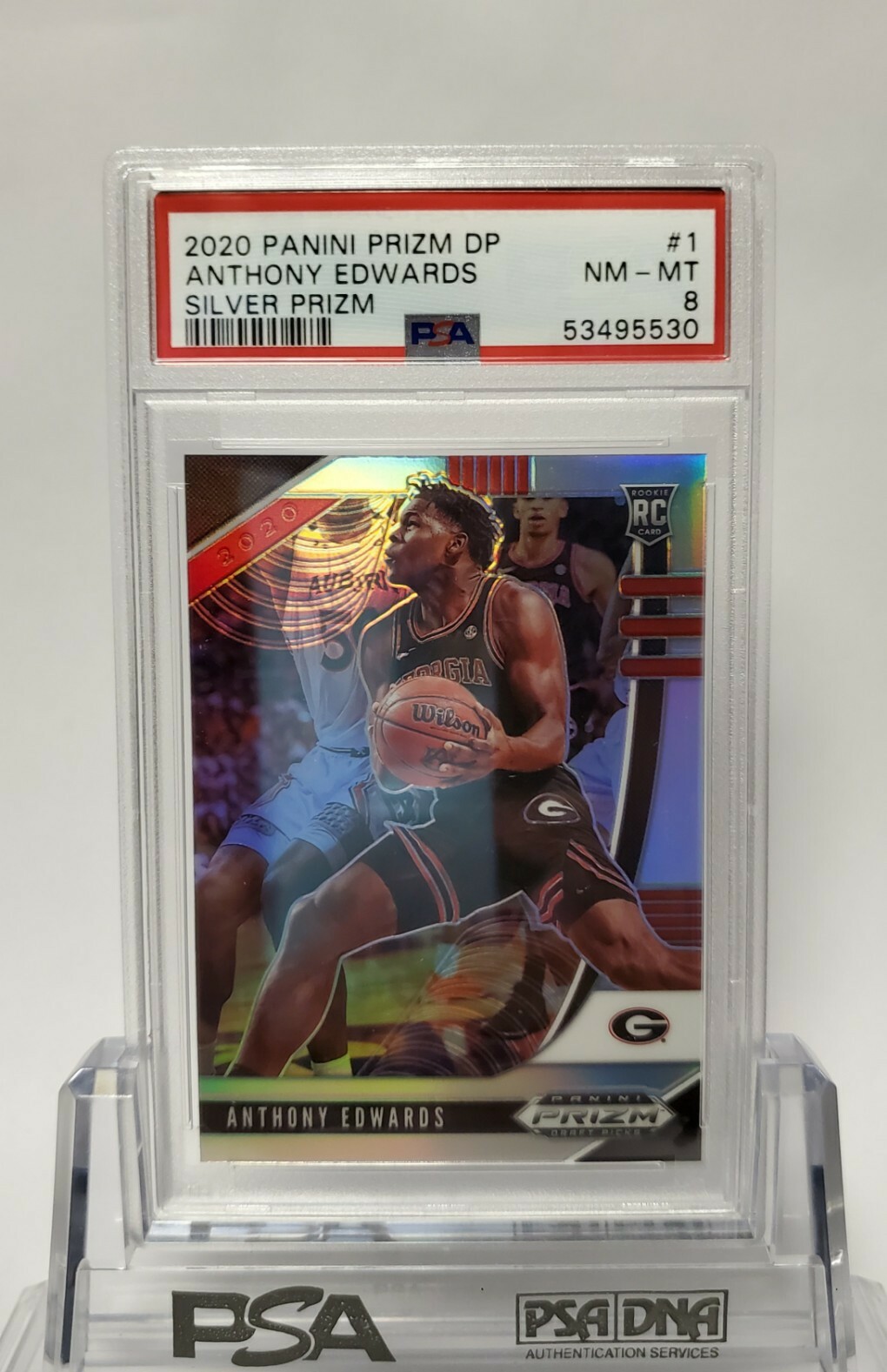 2020 Panini Prizm Anthony Edwards Silver Refractor psa 8