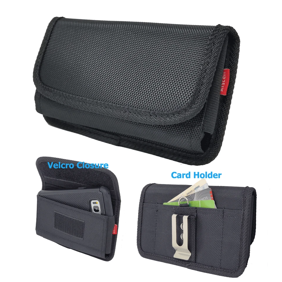 For iPhone 16e, 16, 16 Pro,Heavy Duty Clip Holster Nylon Case Metal Belt Pouch - Image 3 of 3