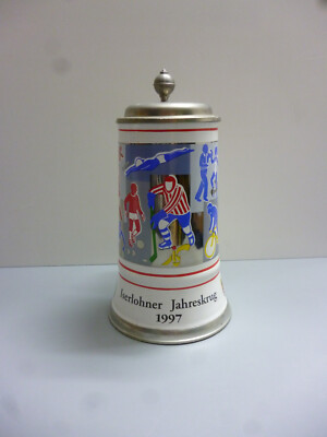 Brauerei Iserlohn Bierkrug Iserlohner Jahreskrug 1997 mit Zinndeckel 0,5 l