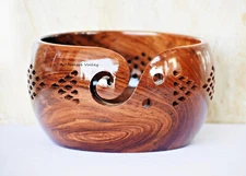 Wooden Yarn Bowl Large Wooden Storage Knitting Bowl Small For Crochet and Sewing