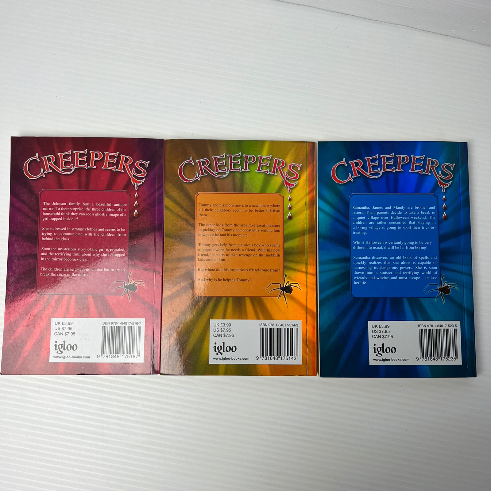 3 x Creepers Edgar J. Hyde Childrens Creepy Books Inc Glow In The Dark